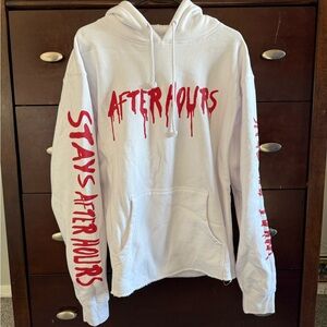 THE WEEKEND X VLONEWhite Hoodie with Red Print